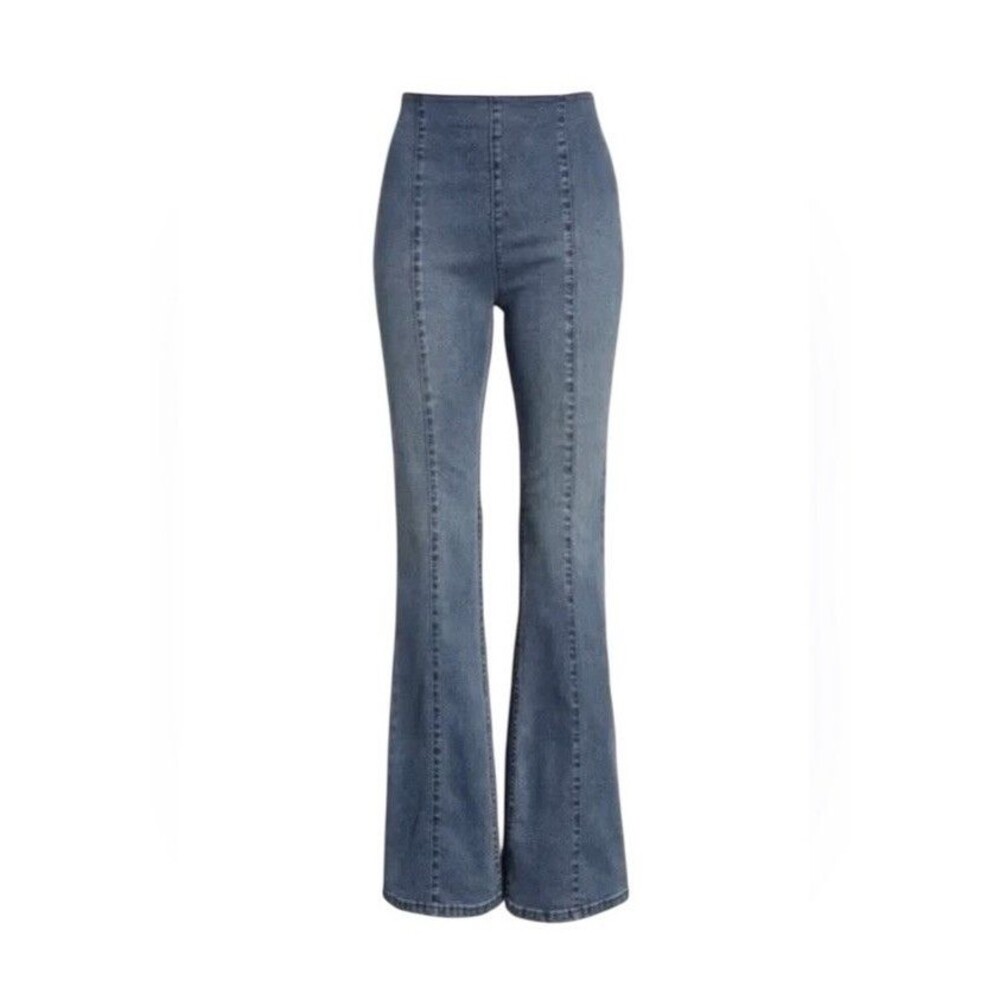 NWT Free People We The Free High-Rise Pull-On Flare Jeans In Light Blue Wash 28 - Picture 1 of 10